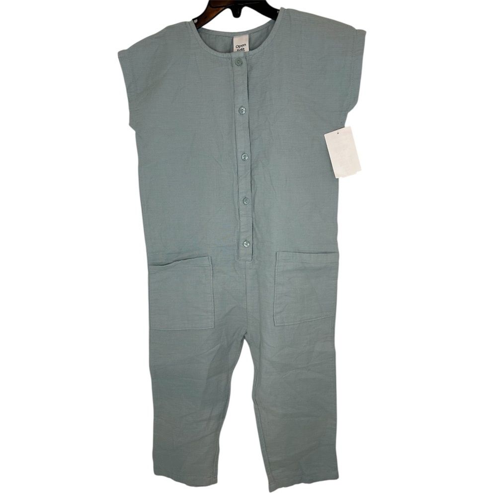 NWOT Open Edit Girls Blue Jumpsuit Size 5 Organic Cotton